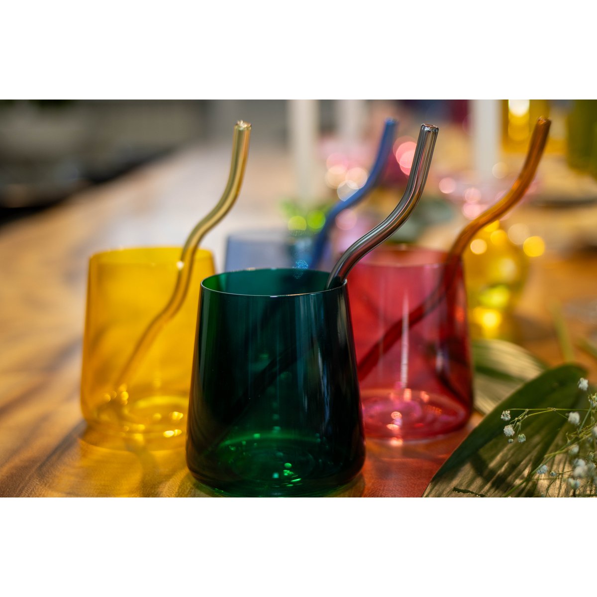 Glass multicolored straws - Lot of 4