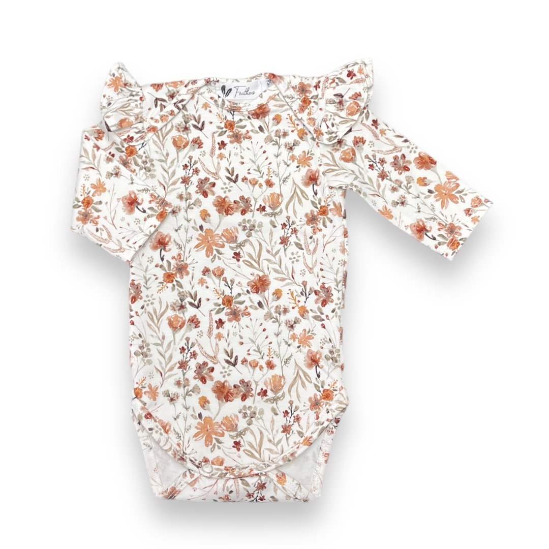 Romper long sleeve ruffle water flower