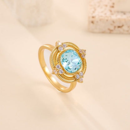 Royal Style Sky Blue Halo Ring