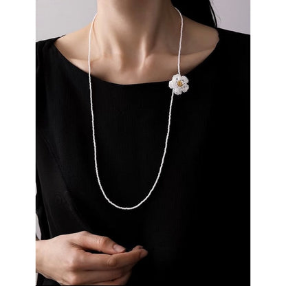 Handmade Daisy Beaded Necklace & Earrings Set