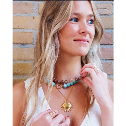 Fine link chain with sun charm 'large'