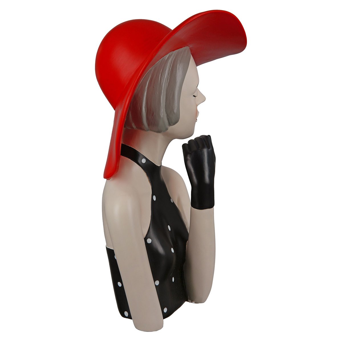 Poly figure lady with red hat