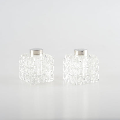 SALT AND PEPPER SHAKER SILVER TILE 5X5X5CM