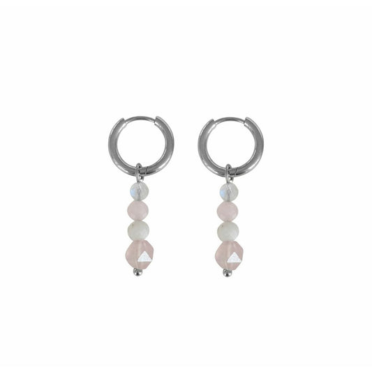 Moonstone and rose quartz earrings - Silver