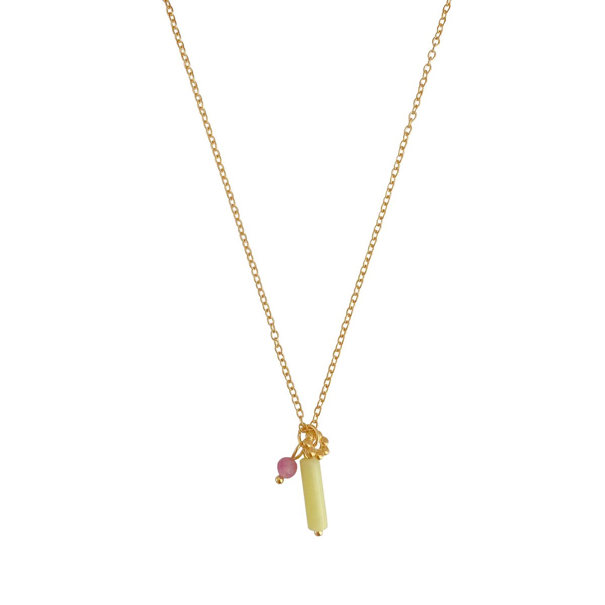 Lemon Jade & Tourmaline Necklace - Gold