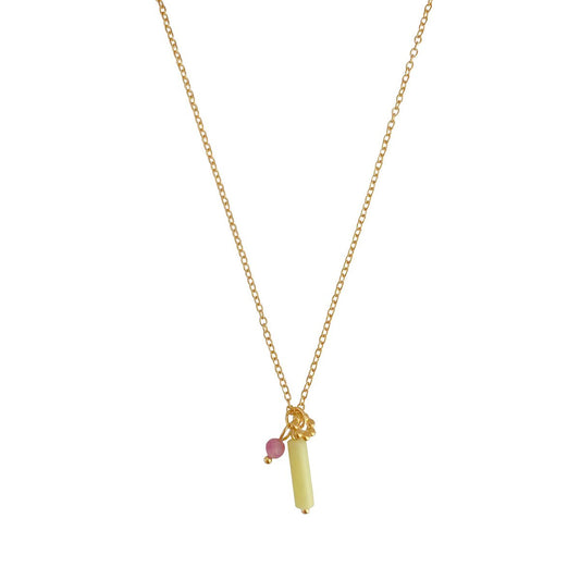 Lemon Jade & Tourmaline Necklace - Gold