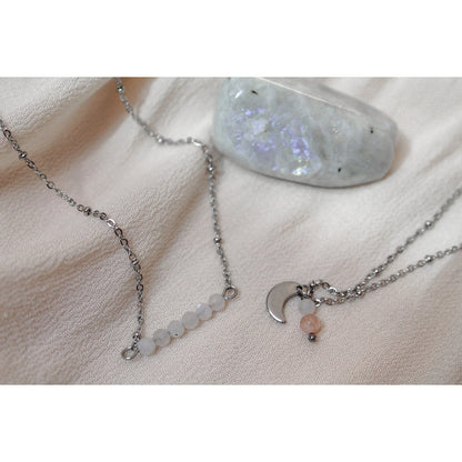 Necklace Moonstones Facet - Silver