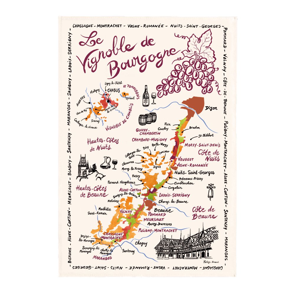 The Burgundies Map Tea Towel