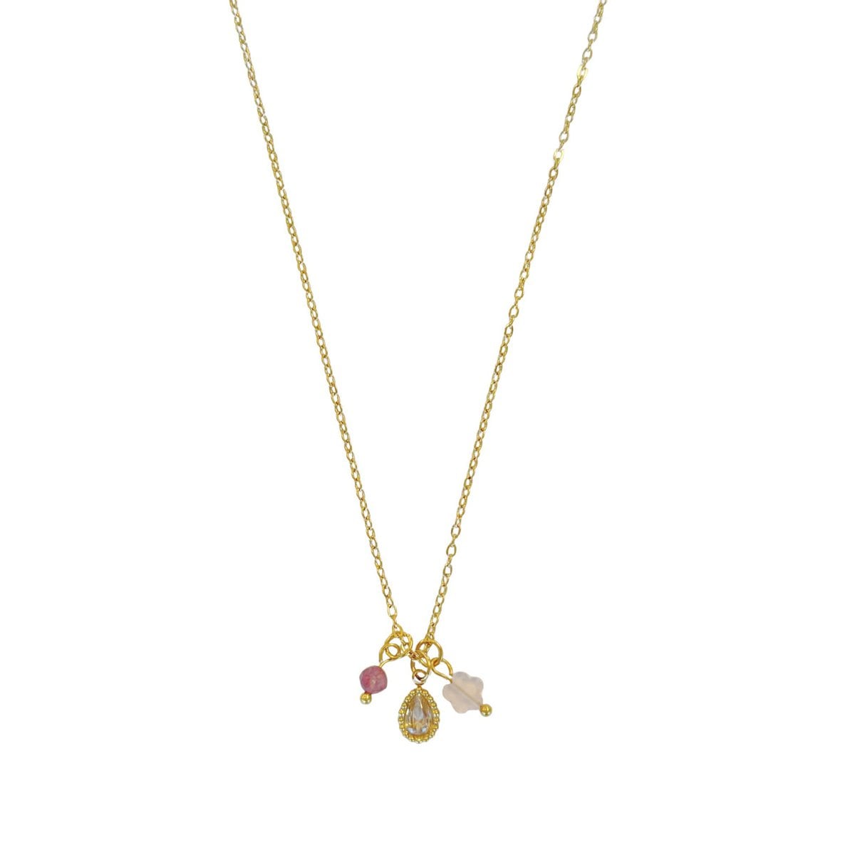 Rose Quartz & Lepidolite Necklace - Gold