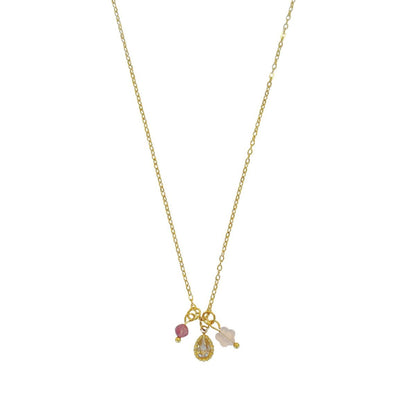 Rose Quartz & Lepidolite Necklace - Gold