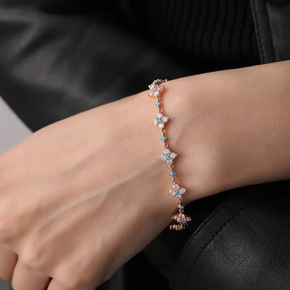 Turquoise Clover Sparkle Bracelet