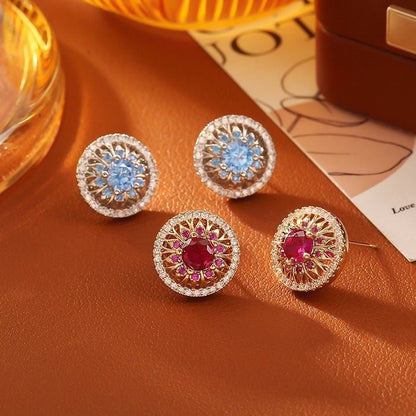 Vintage Style Halo Crystal Stud Earrings