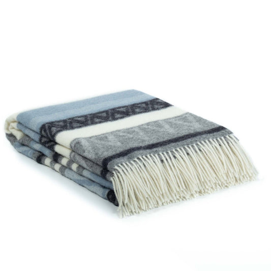 Wool Throw Blanket TRIANGEL blue