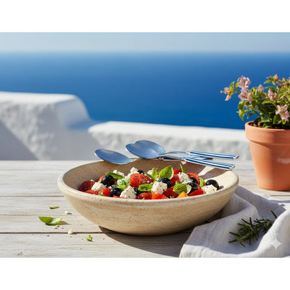 Blue striped salad servers