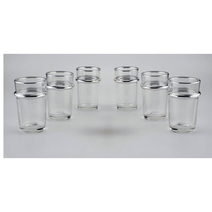 TASSES A THE EN VERRE BORDS ARGENT 175ML - LOT DE 6