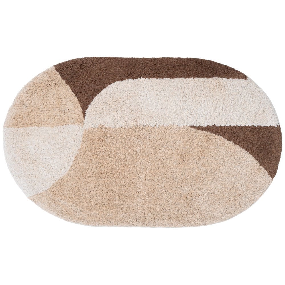 Bath mat Bowie - Beige Oval 60 x 100 cm