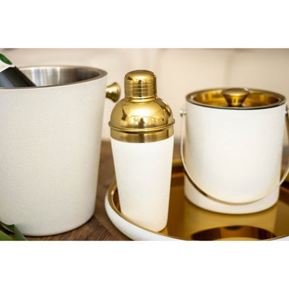 Shaker with ecru and gold cocktail 8x8x22cm