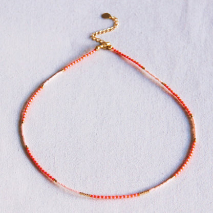 Beaded necklace orange/pink/nude