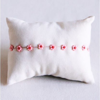 Daisy flower anklet - pink/red