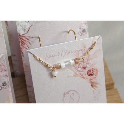 Bracelet Sunstone, Jade & Shell - Gold