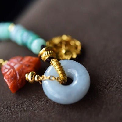 Jade Beads and Red Agate Goodluck Bracelet