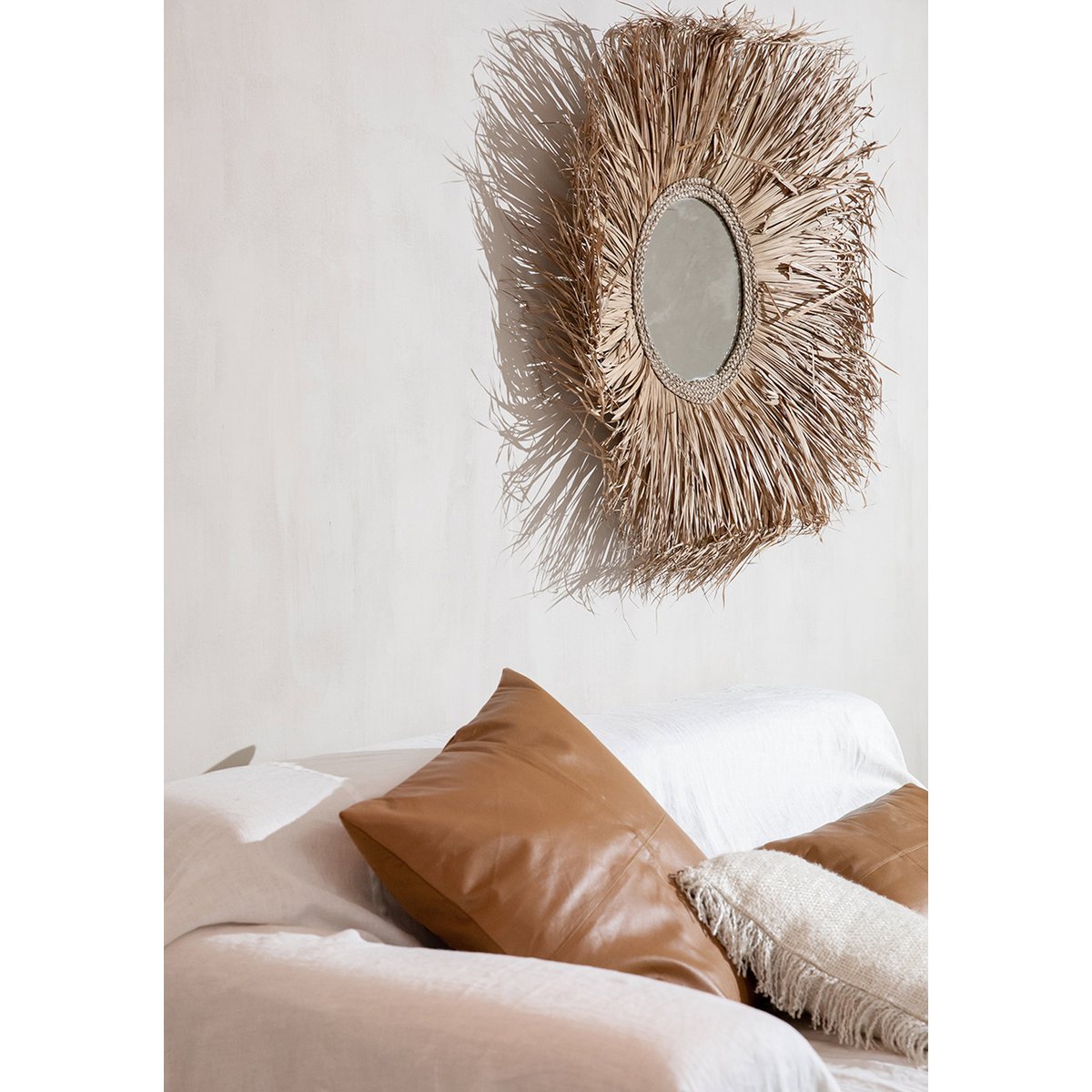 The Four Panel Leather Cushion Cover - Camel - 60x60