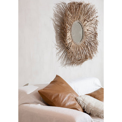 The Four Panel Leather Cushion Cover - Camel - 60x60