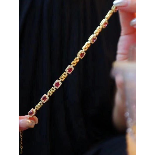 Italian Style Red Garnet Fancy Bracelet