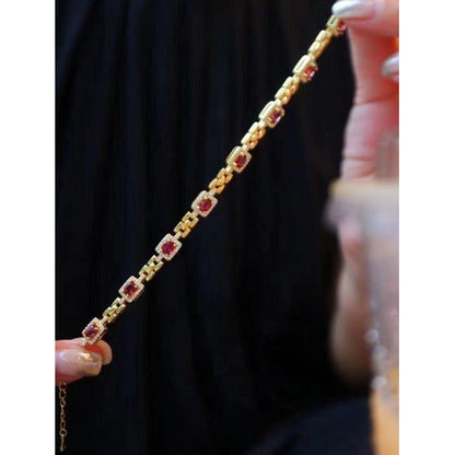 Italian Style Red Garnet Fancy Bracelet