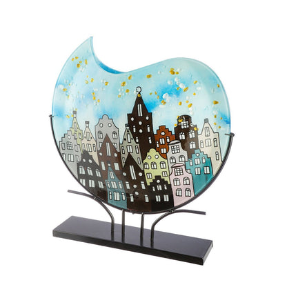 Vase round city lights, H.51 cm