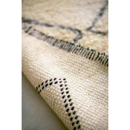 Tapis berbere authentique marocain laine noir blanc Semmarine