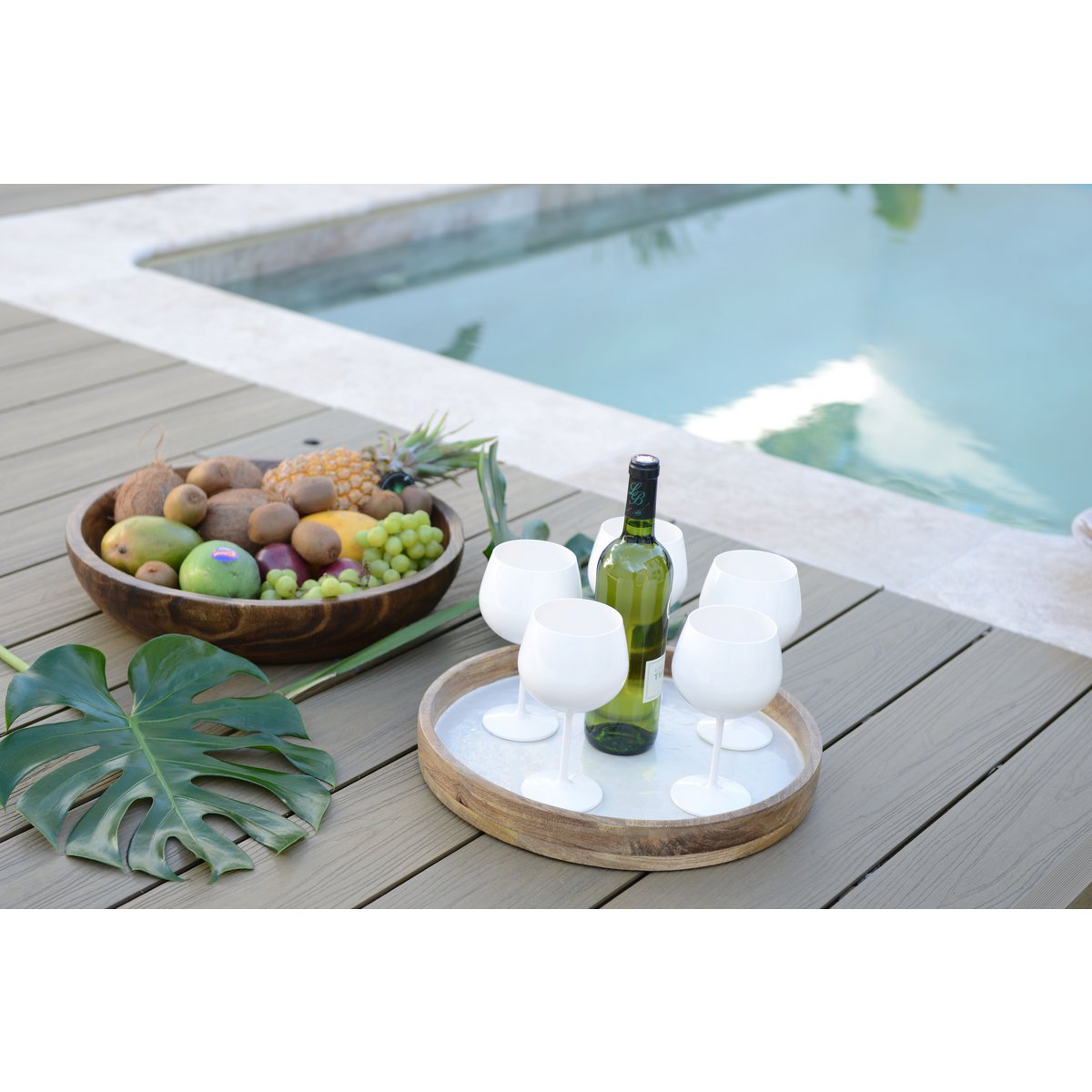 White wooden tray mango 40x40x4cm