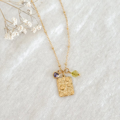 Chain Flowers & Peridot - Gold
