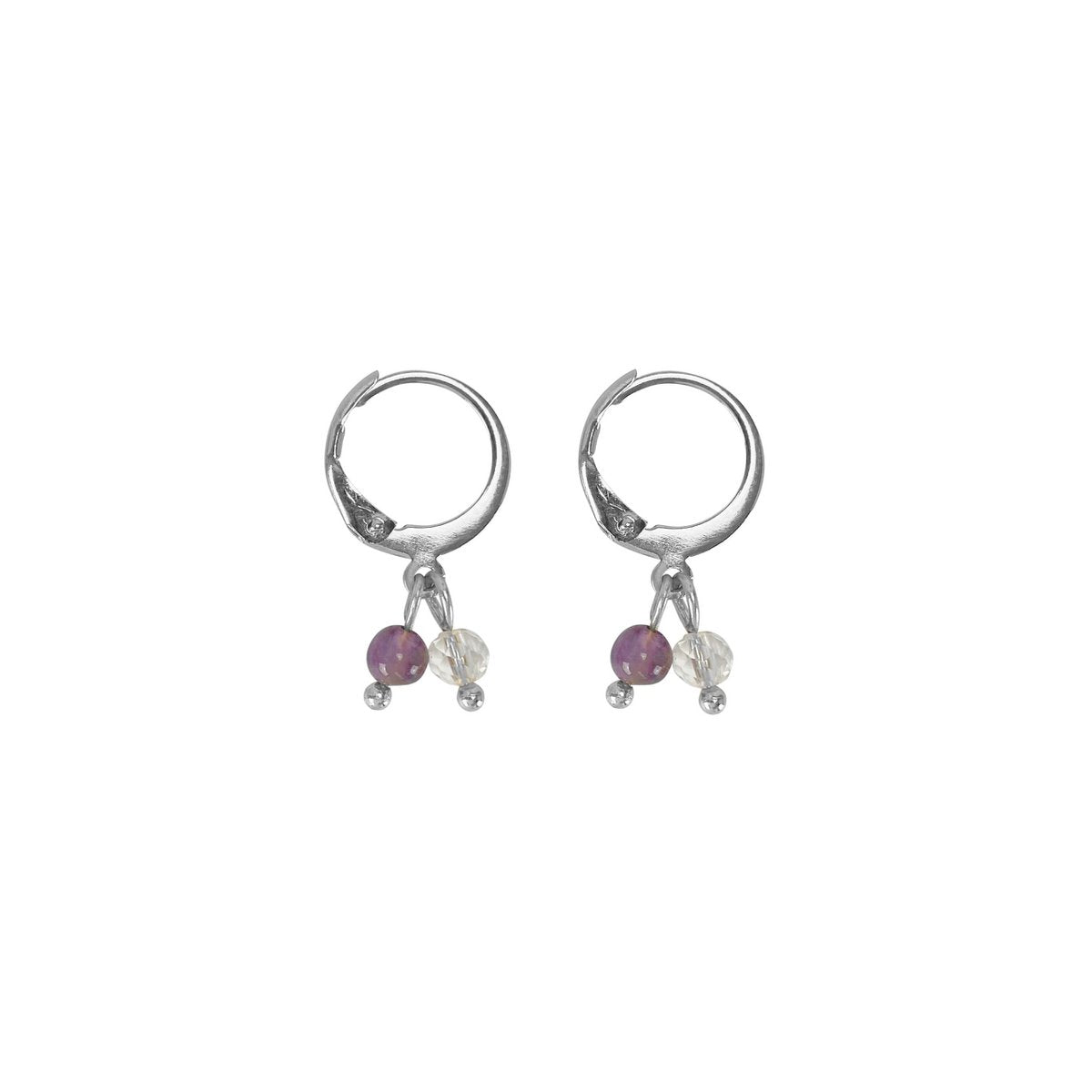 Earrings Amethyst & Rock Crystal - Silver