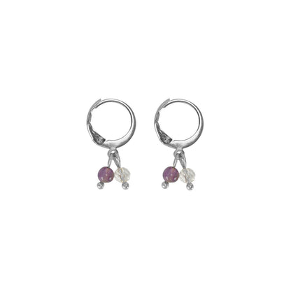 Earrings Amethyst & Rock Crystal - Silver