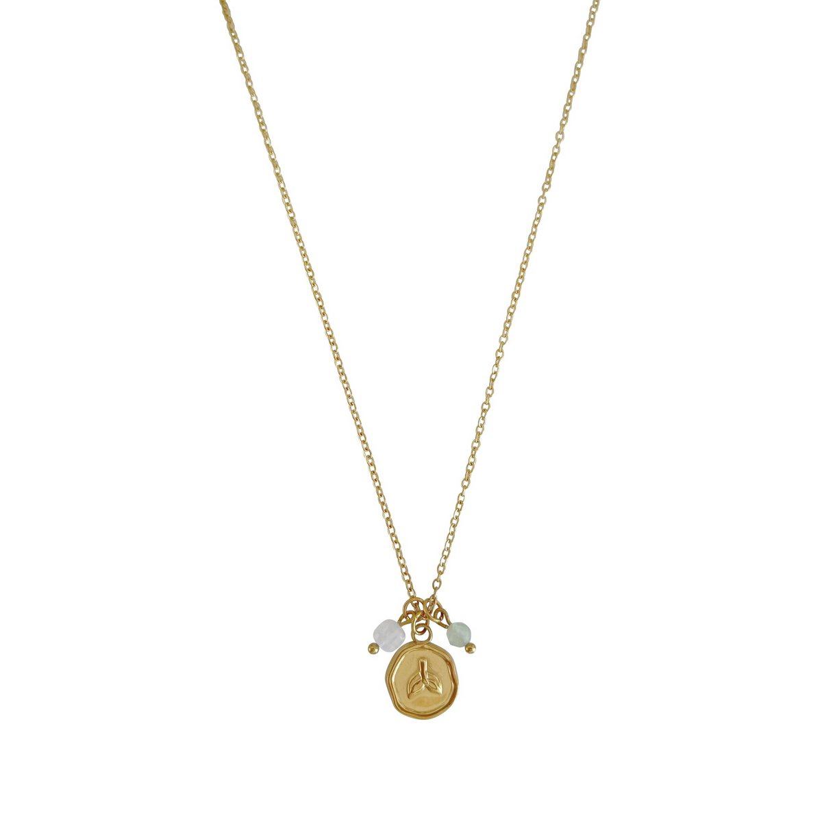 Necklace Jade, Chalcedony & Mermaid - Gold