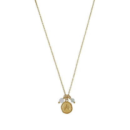 Necklace Jade, Chalcedony & Mermaid - Gold