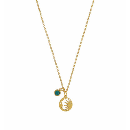 Necklace Moon & Sun Pendant - Gold
