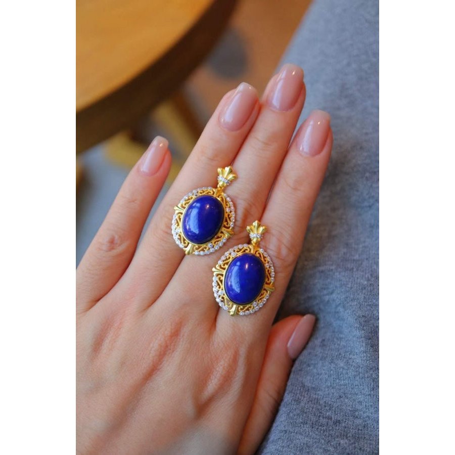 Renaissance Lapis Lazuli Pendant Earrings