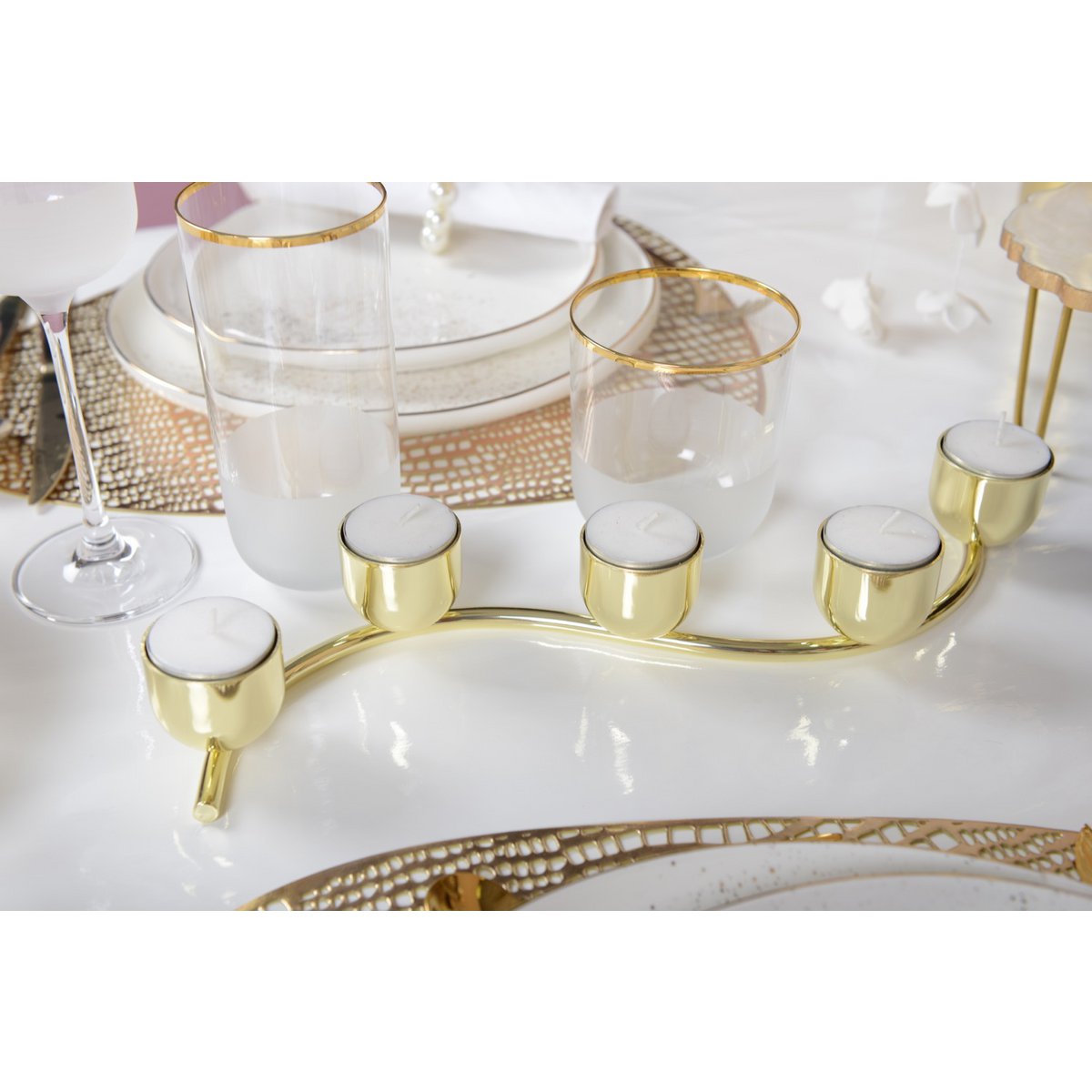 5 LIGHTS TORSADE GOLD CANDLE HOLDER FOR DISH HEATER