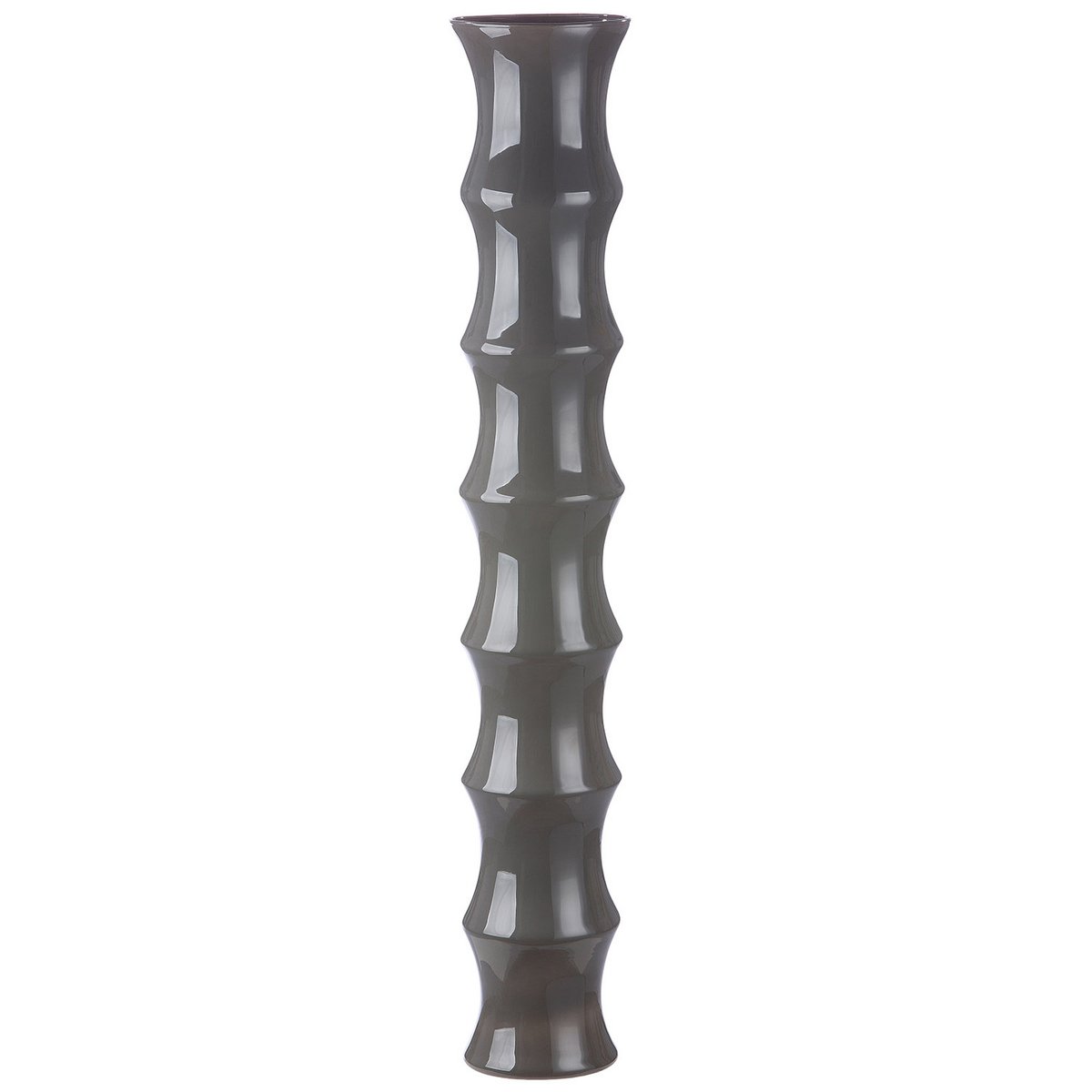 Glass floor vase "Bamboo" dark gray