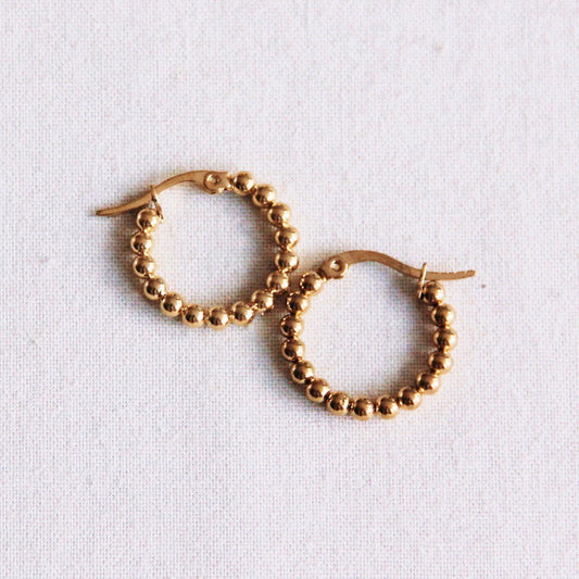 EA504.2: Stainless steel creole 20mm “balls” – gold