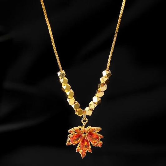 Autumn Maple Stone Pendant Necklace