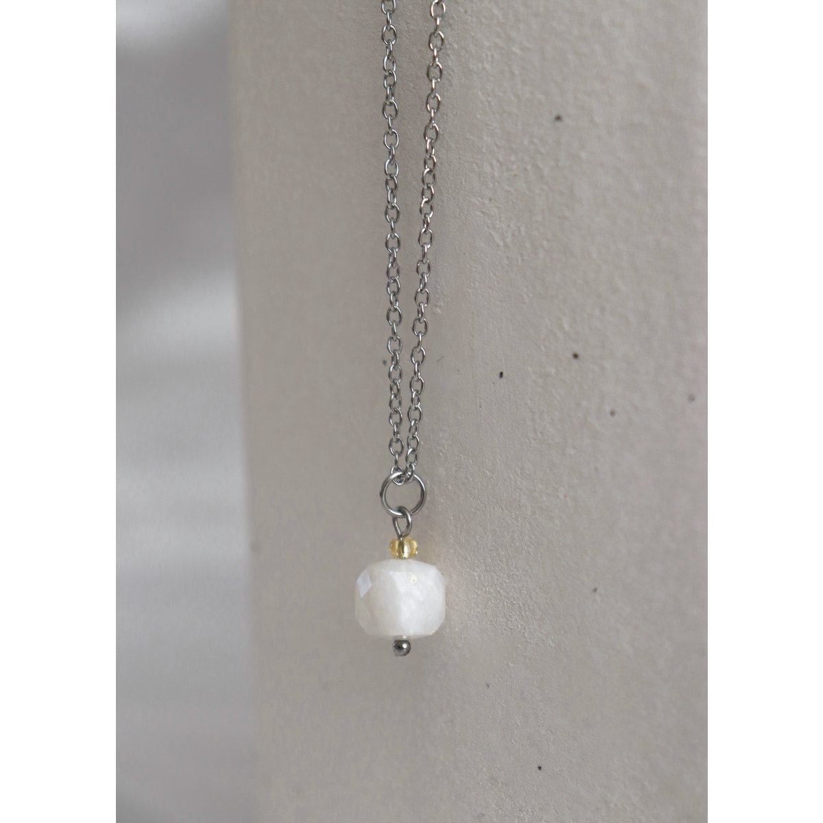 Moonstone Faceted Necklace - Silver