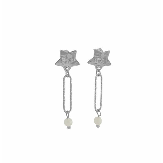 Star & Moonstone Earrings - Silver