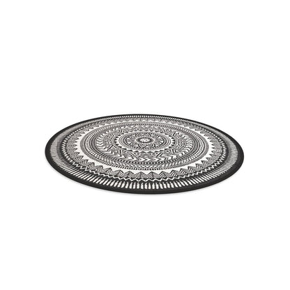 Round indoor outdoor design rug MANDALA