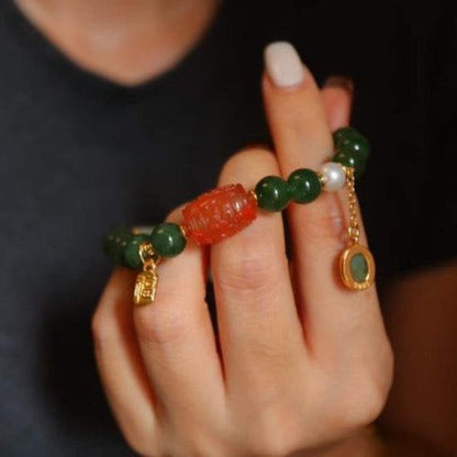 Hetian Jade Beads Tibetan Totem Bracelet