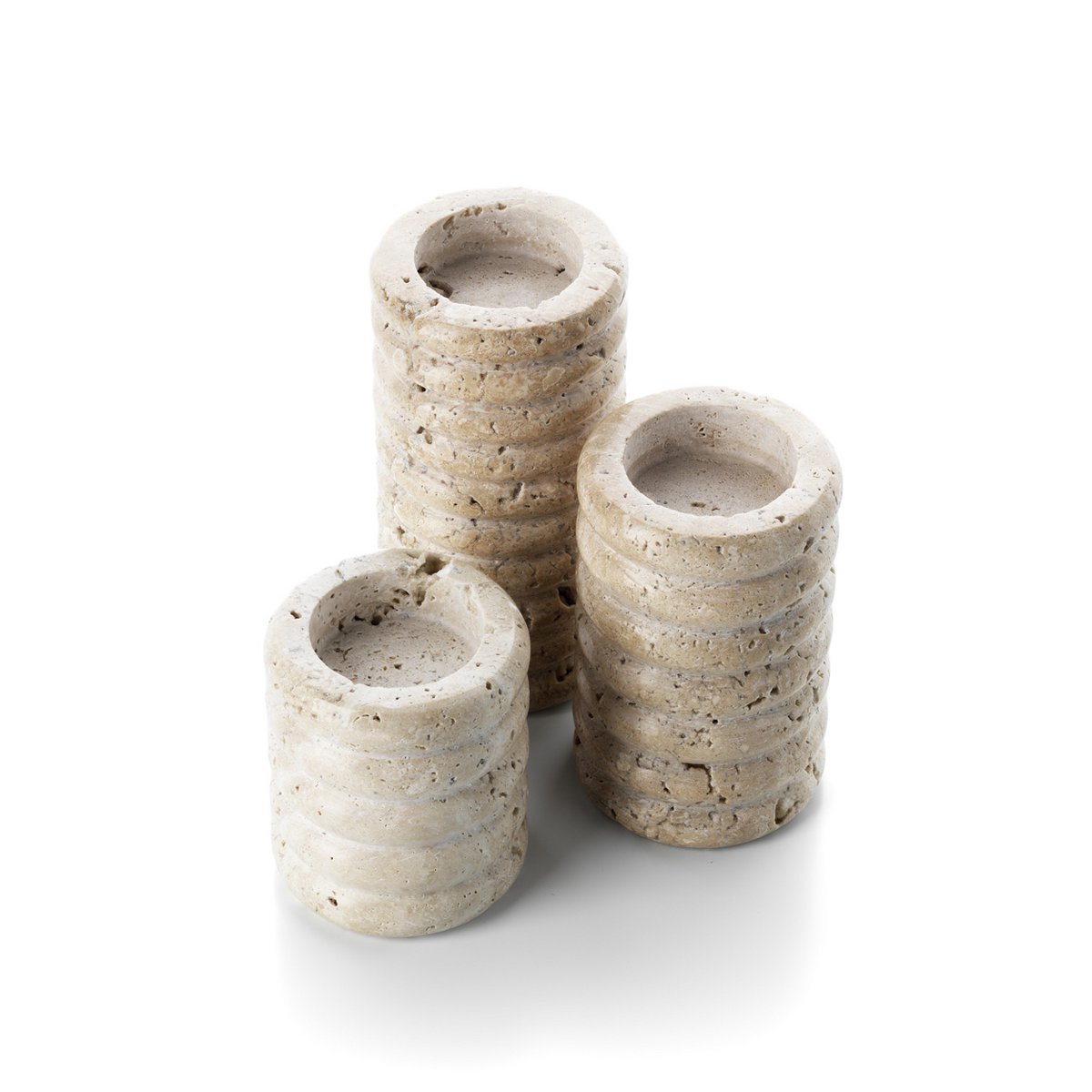 The Travertine Ripple T-Light Holder - Beige - L