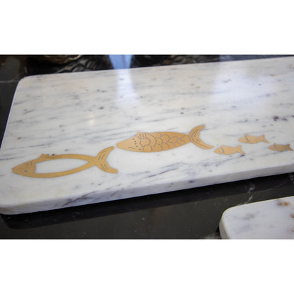 Golden fish marble cheese tray 40x15.5x1.5cm