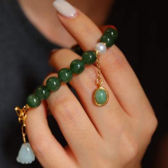 Hetian Jade Beads Tibetan Totem Bracelet